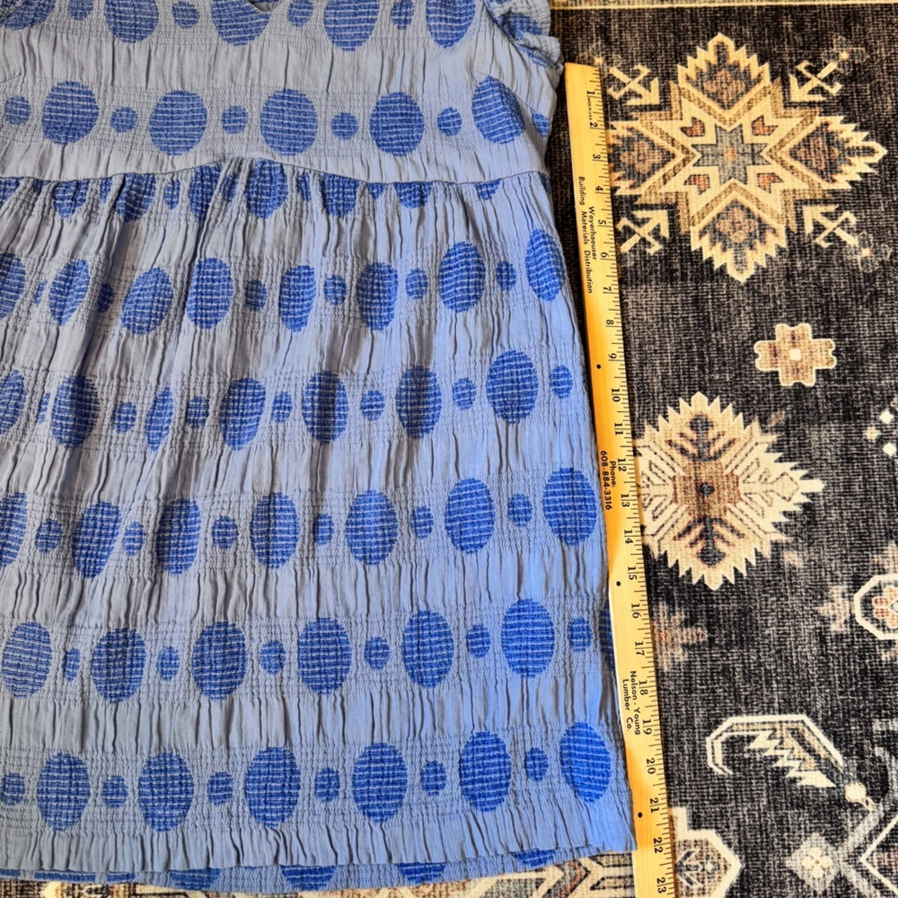 Umgee Cornflower Swiss Dot Jacquard Short Dress Blue 100% Cotton Women’s Size M - Picture 12 of 13